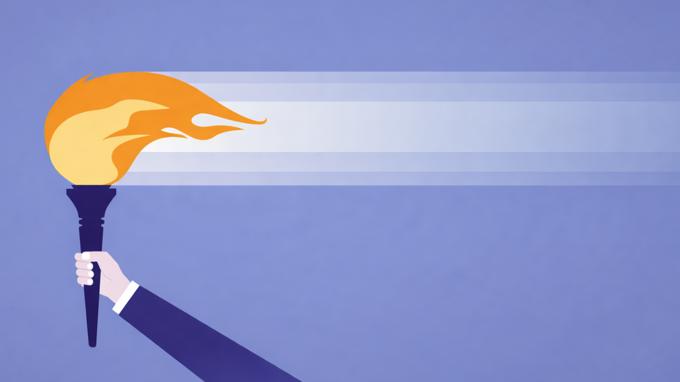 Lllustration Of Hand Holding A Torch With A Flame Streaming To The Right